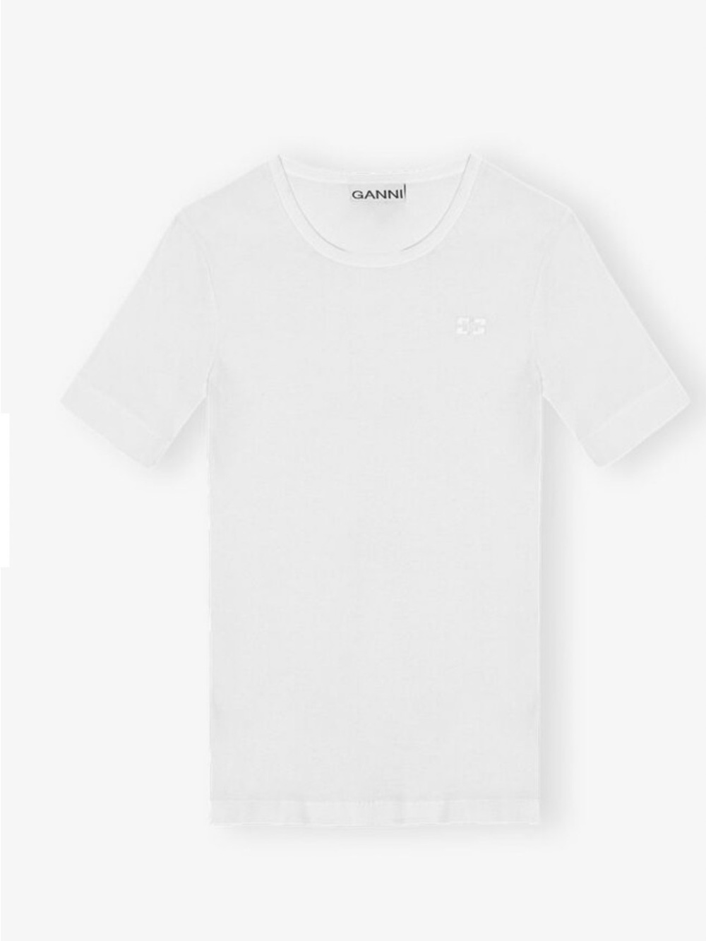 Ganni white soft rib short sleeve